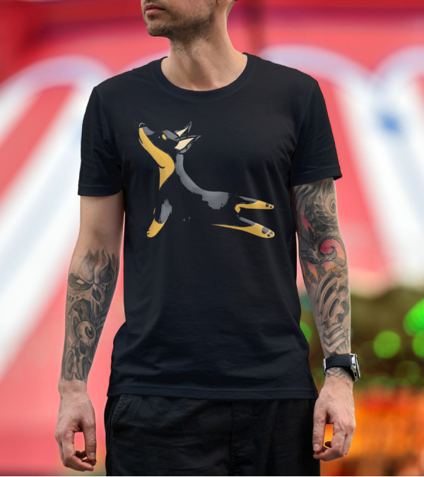 Premium T-Shirt: Miniature Pinscher Yoga Pose Stretching Dog T-Shirt Miniature Pinscher Yoga Pose Stretching Dog T-Shirt
