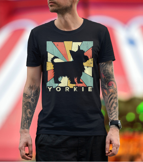 Premium T-Shirt: Yorkshire Terrier Yorkie Retro 70s T-Shirt Yorkshire Terrier Yorkie Retro 70s T-Shirt