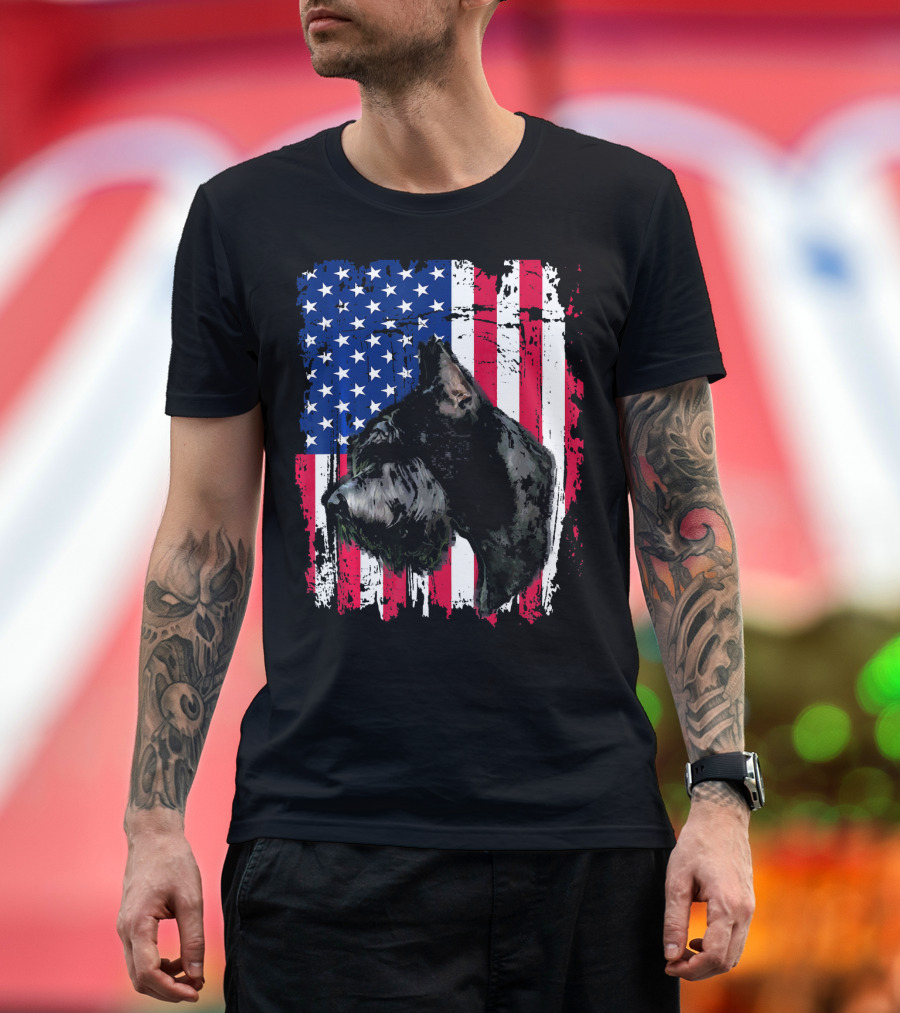 Giant Schnauzer American Flag 4th of July T-Shirt