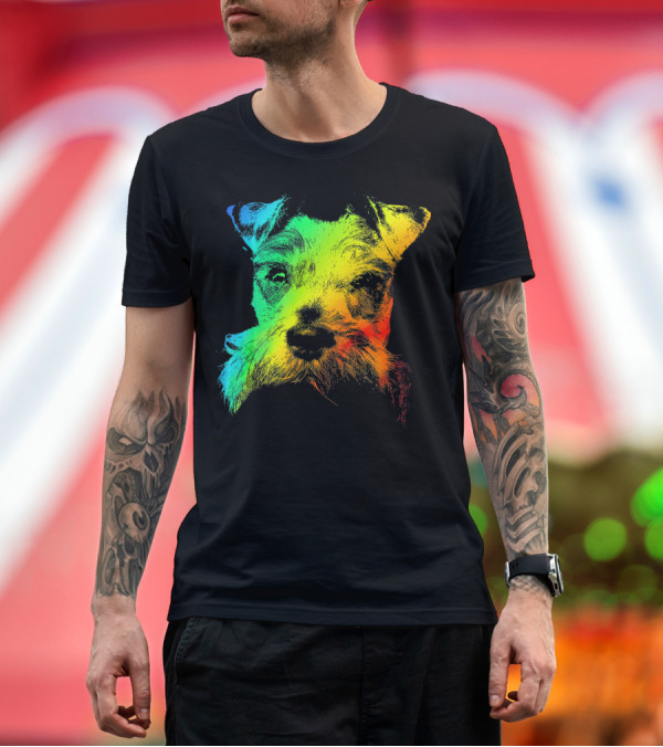 Premium T-Shirt: SCHNAUZER Vivid Multicolor Rainbow T-Shirt SCHNAUZER Vivid Multicolor Rainbow T-Shirt