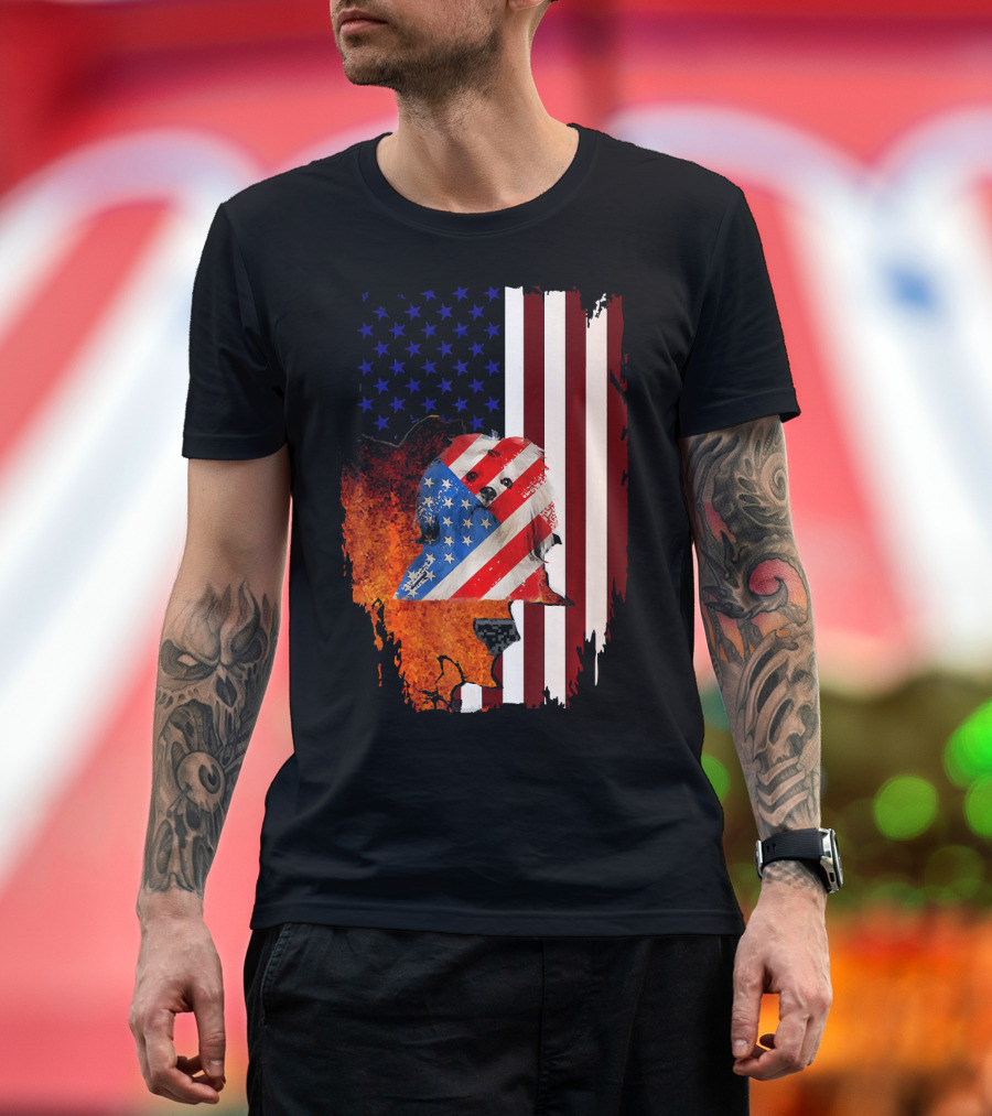 Lhasa Apso American Flag Patriotic 4th of July Veteran T-Shirt