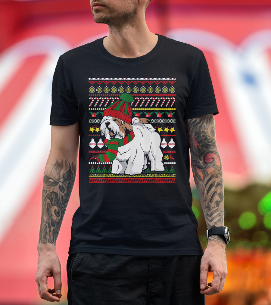 Lhasa Apso Santa Claus Christmas Sweater UglyDog T-Shirt