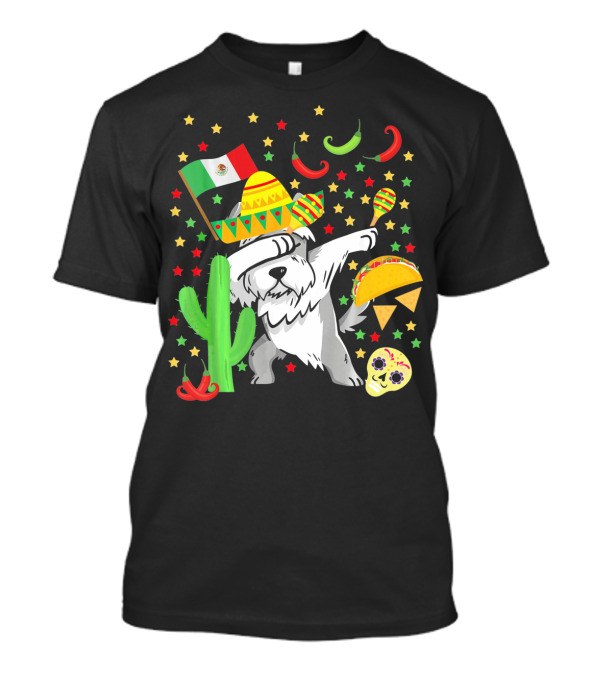 Dabbing Schnauzer With Sombrero And Mexican Flag Cinco De Mayo T-Shirt
