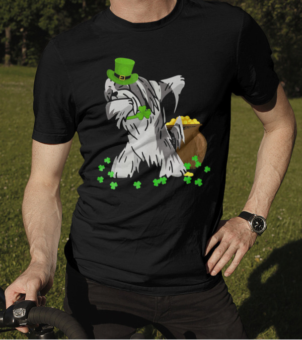 Lhasa Apso Dabbing St Patricks Day Clover Pot Of Gold T-Shirt