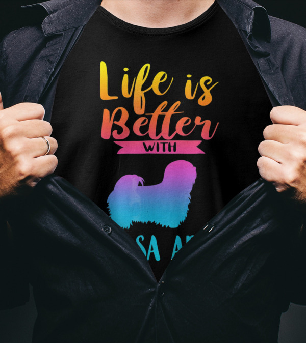 Life Is Better With A Lhasa Apso Silhouette Gradient T-Shirt