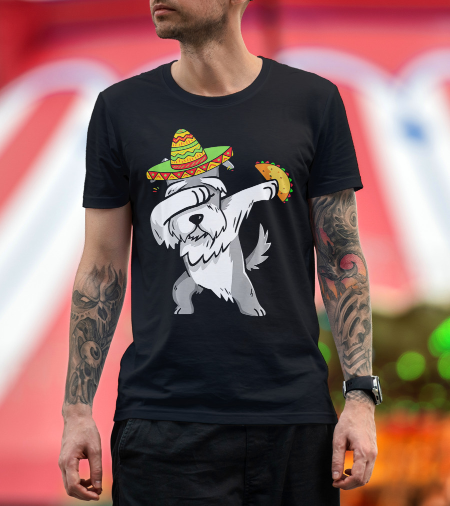 Funny Schnauzer Dabbing Taco Cinco de Mayo Sombrero T-Shirt