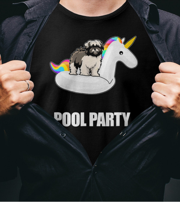 Lhasa Apso Pool Party Unicorn Float Summer T-Shirt