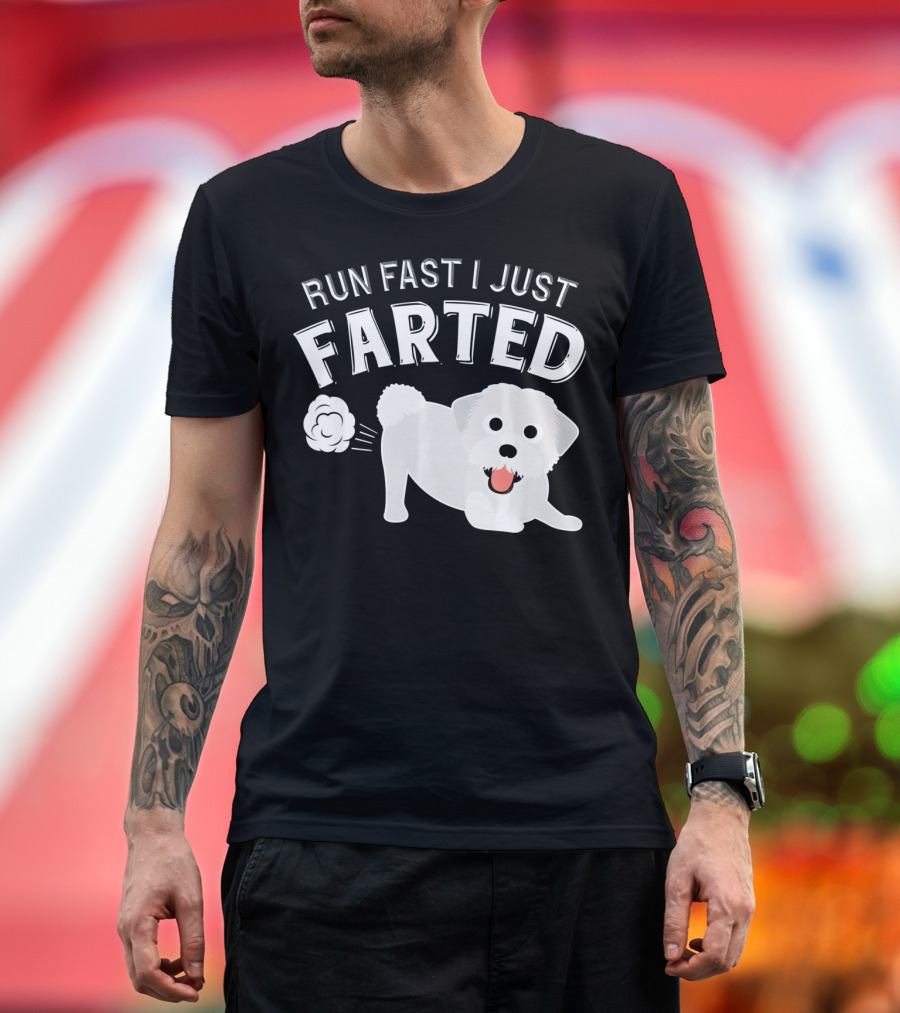 Run Fast I Just Farted Lhasa Apso Funny T-Shirt