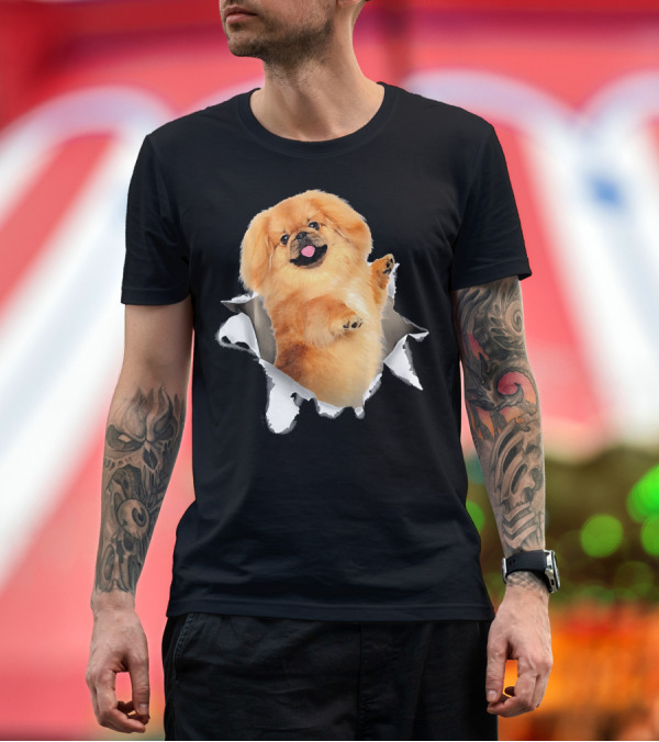 Premium T-Shirt: Pekingese Torn Inside Hole Dog Mid T-Shirt Pekingese Torn Inside Hole Dog Mid T-Shirt