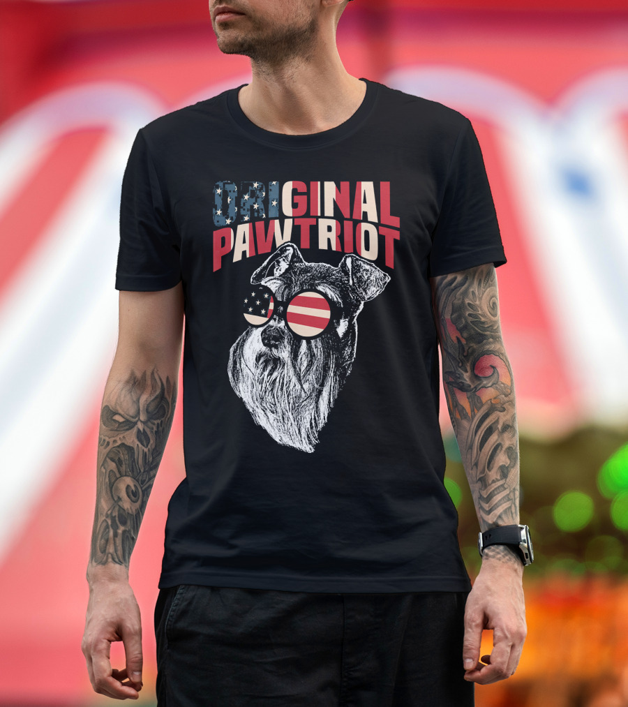 Original Pawtriot Schnauzer Funny July T-Shirt