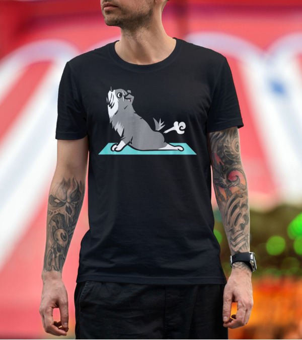 Premium T-Shirt: Schnauzer Funny Yoga Pose Dog on Mat T-Shirt Schnauzer Funny Yoga Pose Dog on Mat T-Shirt
