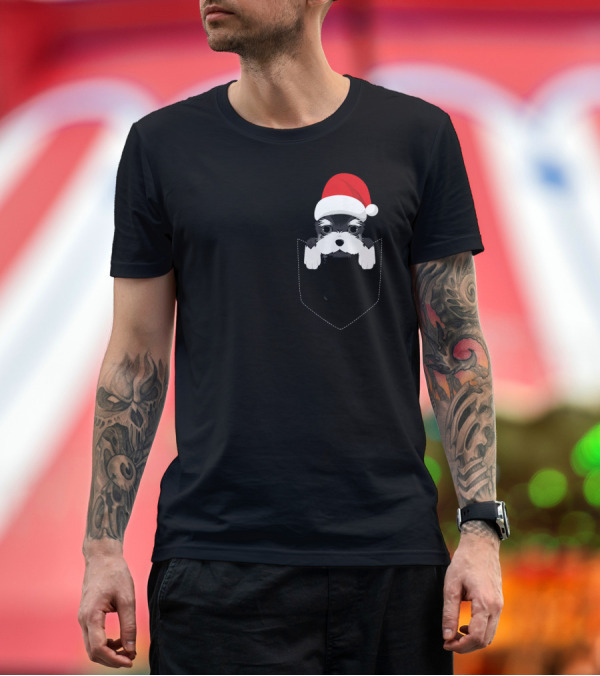 Premium T-Shirt: Schnauzer Santa Pocket Funny Dog Chris T-Shirt Schnauzer Santa Pocket Funny Dog Chris T-Shirt