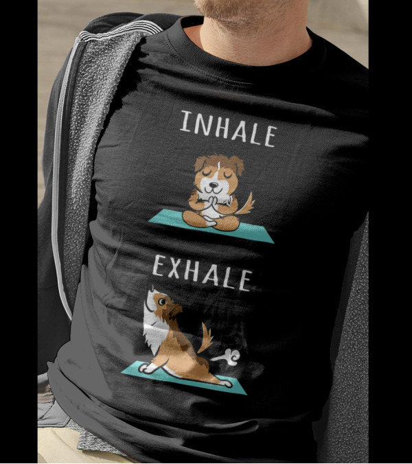 Shetland Sheepdog Yoga Inhale Exhale Cute Meditation Pose T-Shirt