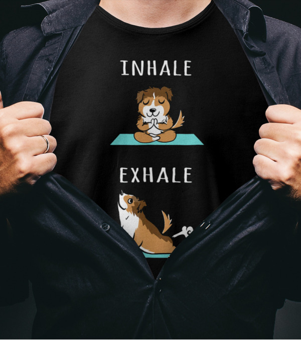 Shetland Sheepdog Yoga Inhale Exhale Cute Meditation Pose T-Shirt