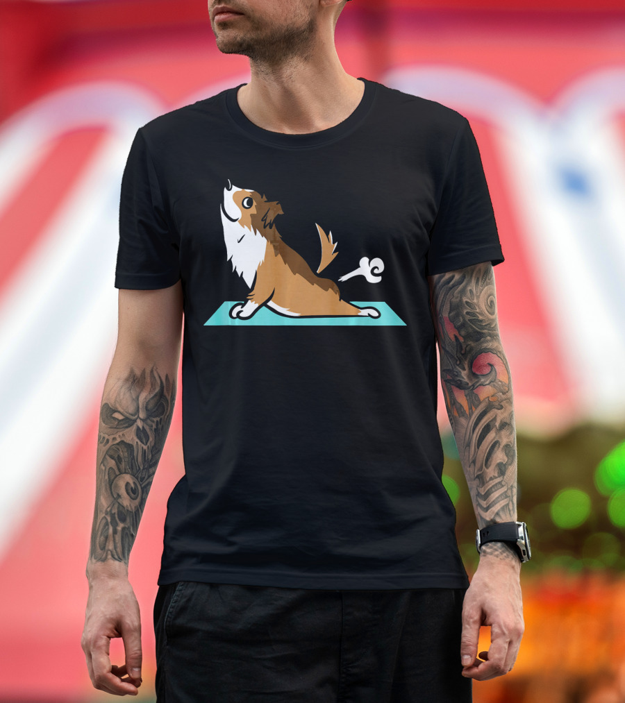 Shetland Sheepdog Yoga Fart Pose on Mat T-Shirt