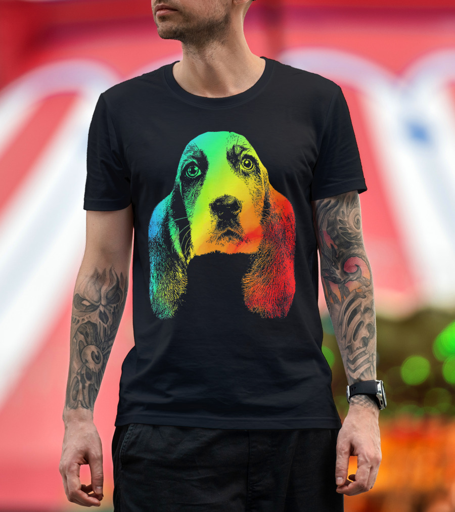 Basset Hound Vibrant Rainbow T-Shirt