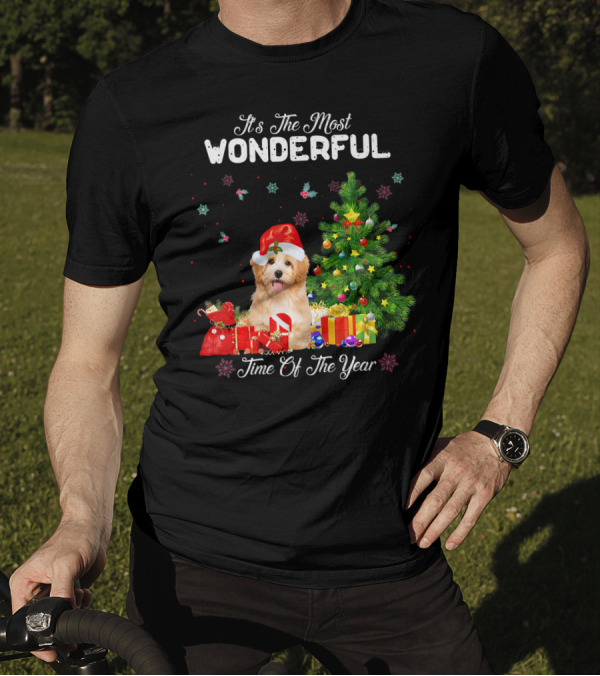 It's The Most Wonderful Time Of The Year Havanese Christmas Tree Santa Hat T-Shirt