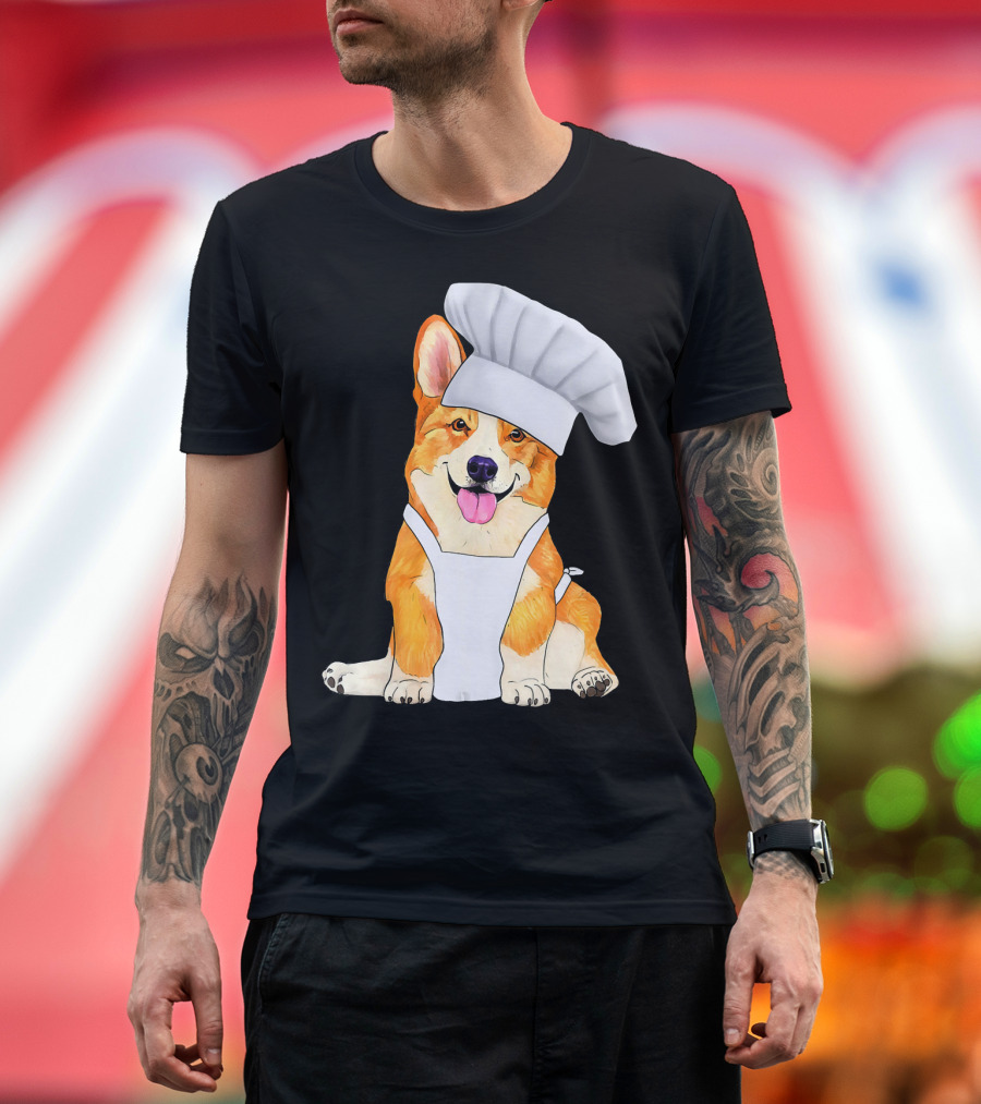 Corgi Chef Cute Dog in a Chef Hat and Apron T-Shirt
