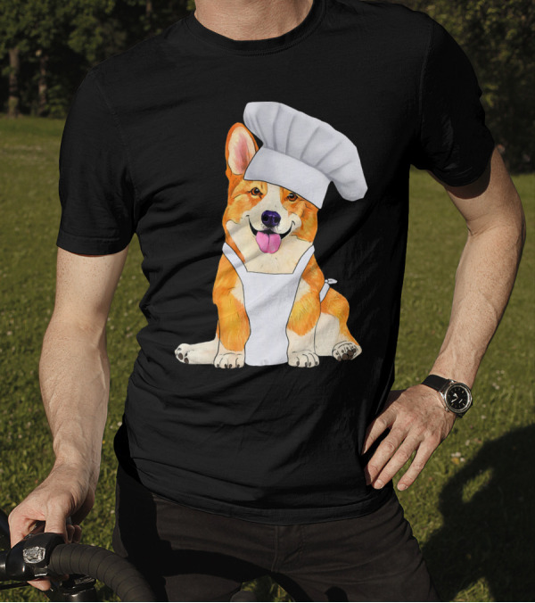 Corgi Chef Cute Dog In A Chef Hat And Apron T-Shirt
