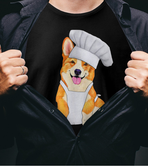 Corgi Chef Cute Dog In A Chef Hat And Apron T-Shirt