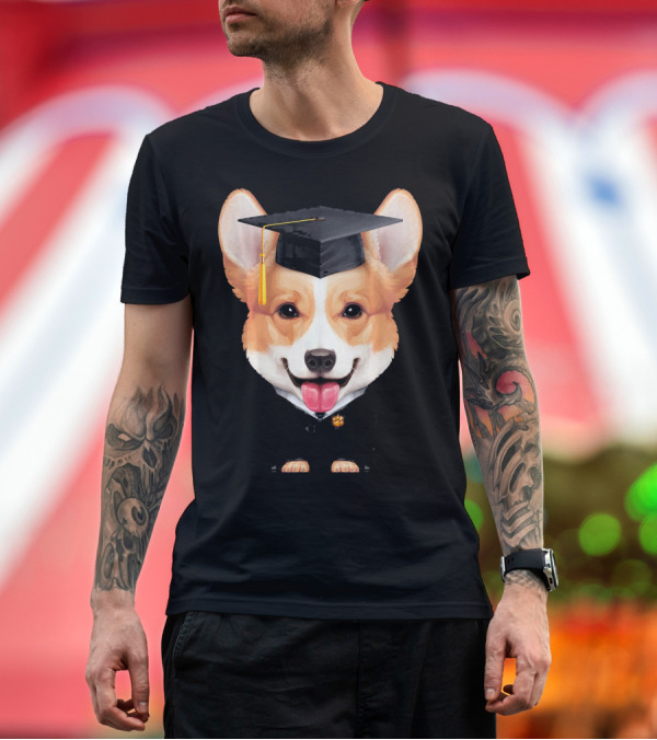 Premium T-Shirt: Welsh Corgi Graduation Cap and Gown T-Shirt Welsh Corgi Graduation Cap and Gown T-Shirt