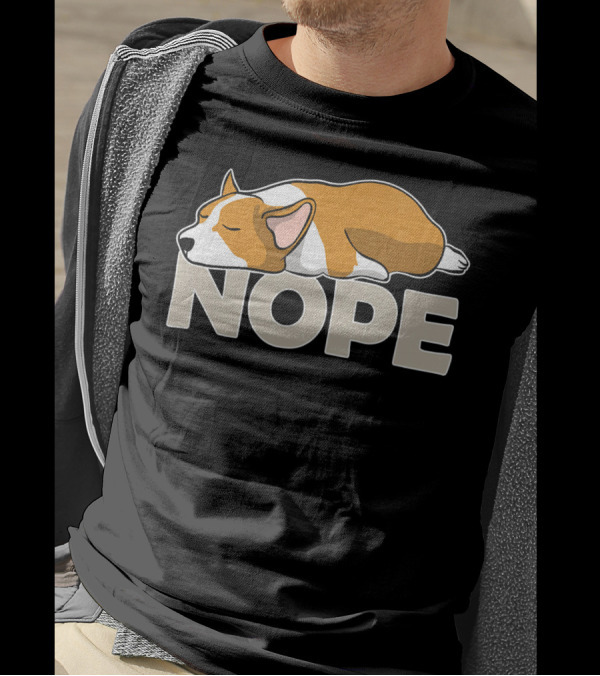Nope Lazy Corgi Sleeping Cartoon T-Shirt