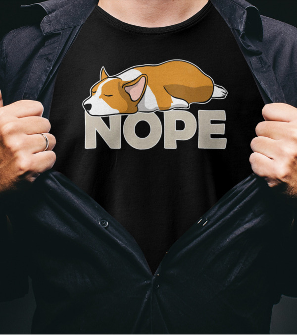 Nope Lazy Corgi Sleeping Cartoon T-Shirt