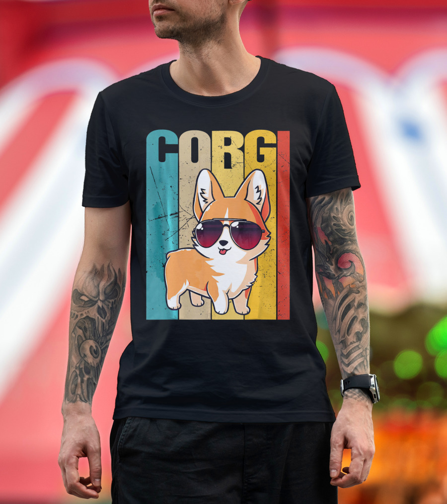 Corgi Vintage Retro Sunglasses Corgi T-Shirt