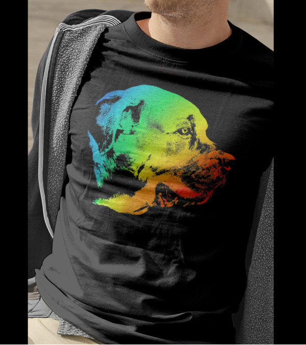 BULLMASTIFF Colorful Rainbow Dog Profile T-Shirt