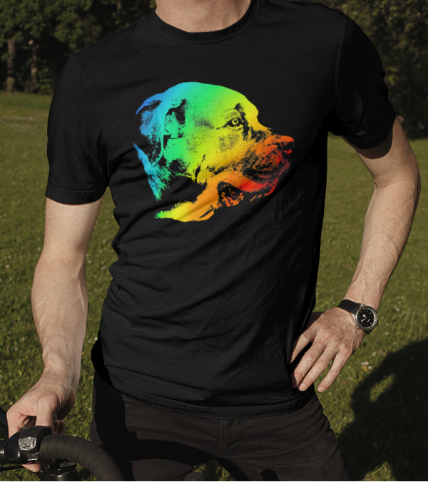 BULLMASTIFF Colorful Rainbow Dog Profile T-Shirt