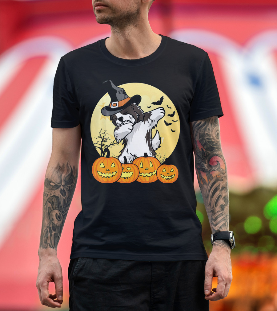 Dabbing Havanese Dab Dance Funny Dog Halloween Witch Hat Pumpkins T-Shirt