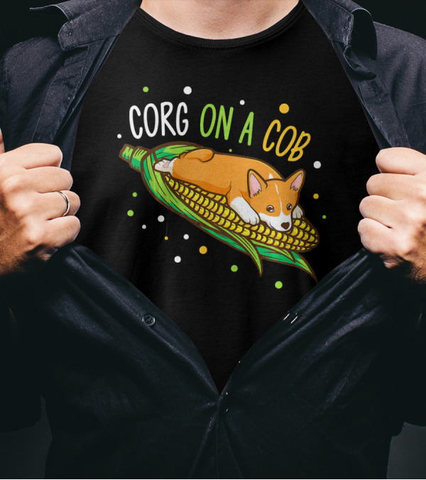 Corg On A Cob Corn Corgi Dog Pun Playful T-Shirt