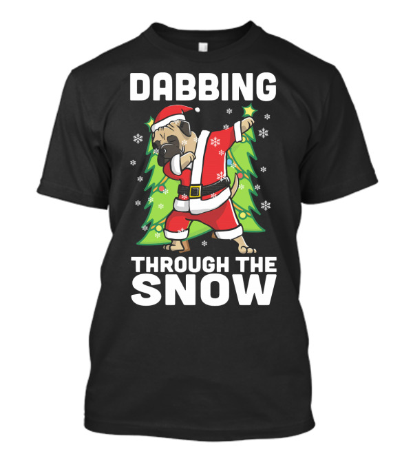Bullmastiff Dabbing Through The Snow Santa Christmas T-Shirt
