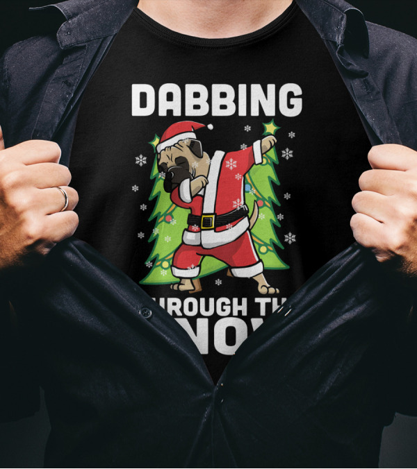 Bullmastiff Dabbing Through The Snow Santa Christmas T-Shirt