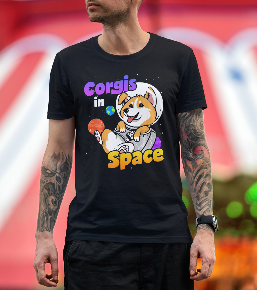 Corgis in Space Funny Corgi Dog Astronaut Adventures T-Shirt