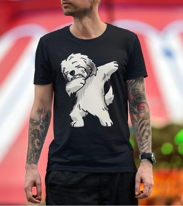 Premium T-Shirt: Cream Havanese Dabbing Funny Dog T-Shirt Cream Havanese Dabbing Funny Dog T-Shirt