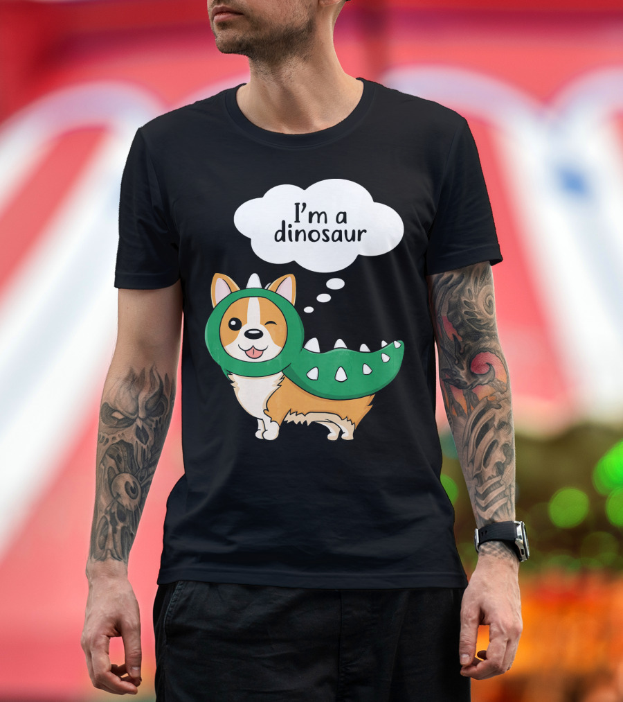 I'm a Dinosaur Corgi Cool Dog T-Shirt