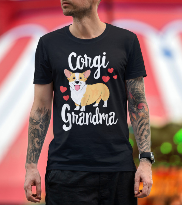 Premium T-Shirt: Corgi Grandma Puppy Lover Hearts T-Shirt Corgi Grandma Puppy Lover Hearts T-Shirt