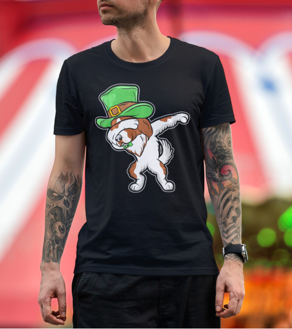 Premium T-Shirt: Dabbing Leprechaun Irish Setter Dog in Green Hat T-Shirt Dabbing Leprechaun Irish Setter Dog in Green Hat T-Shirt