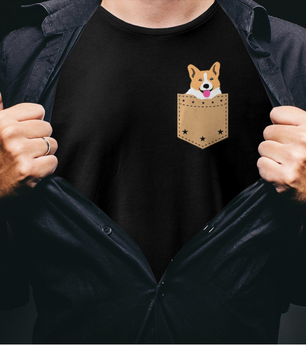 Corgi In Your Pocket With Stars T-Shirt