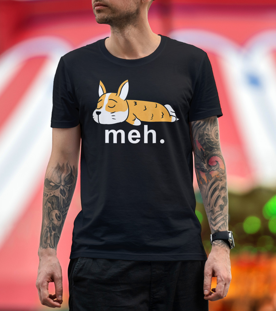 Corgi Meh Sleeping Expression Funny Internet Meme T-Shirt