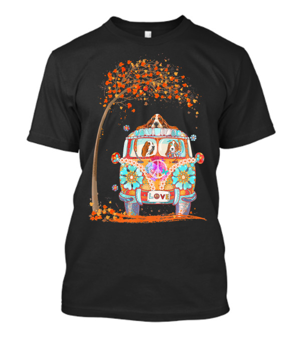 Love Maple Tree Autumn Basset Hound Van T-Shirt