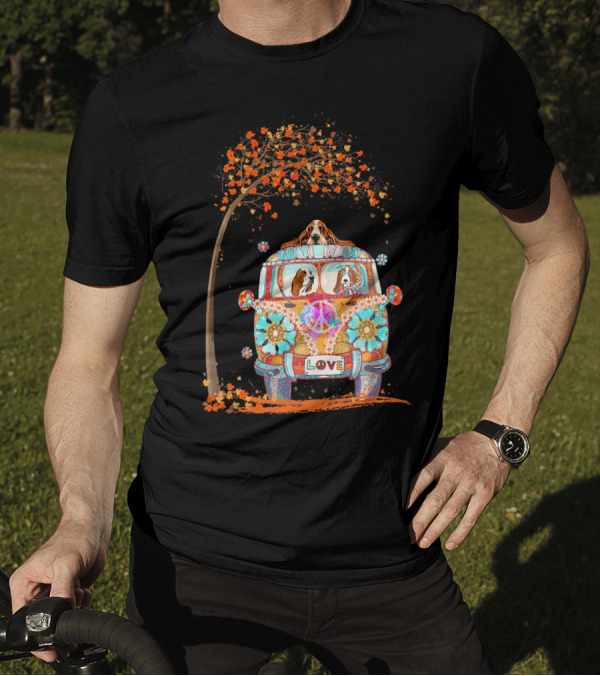 Love Maple Tree Autumn Basset Hound Van T-Shirt