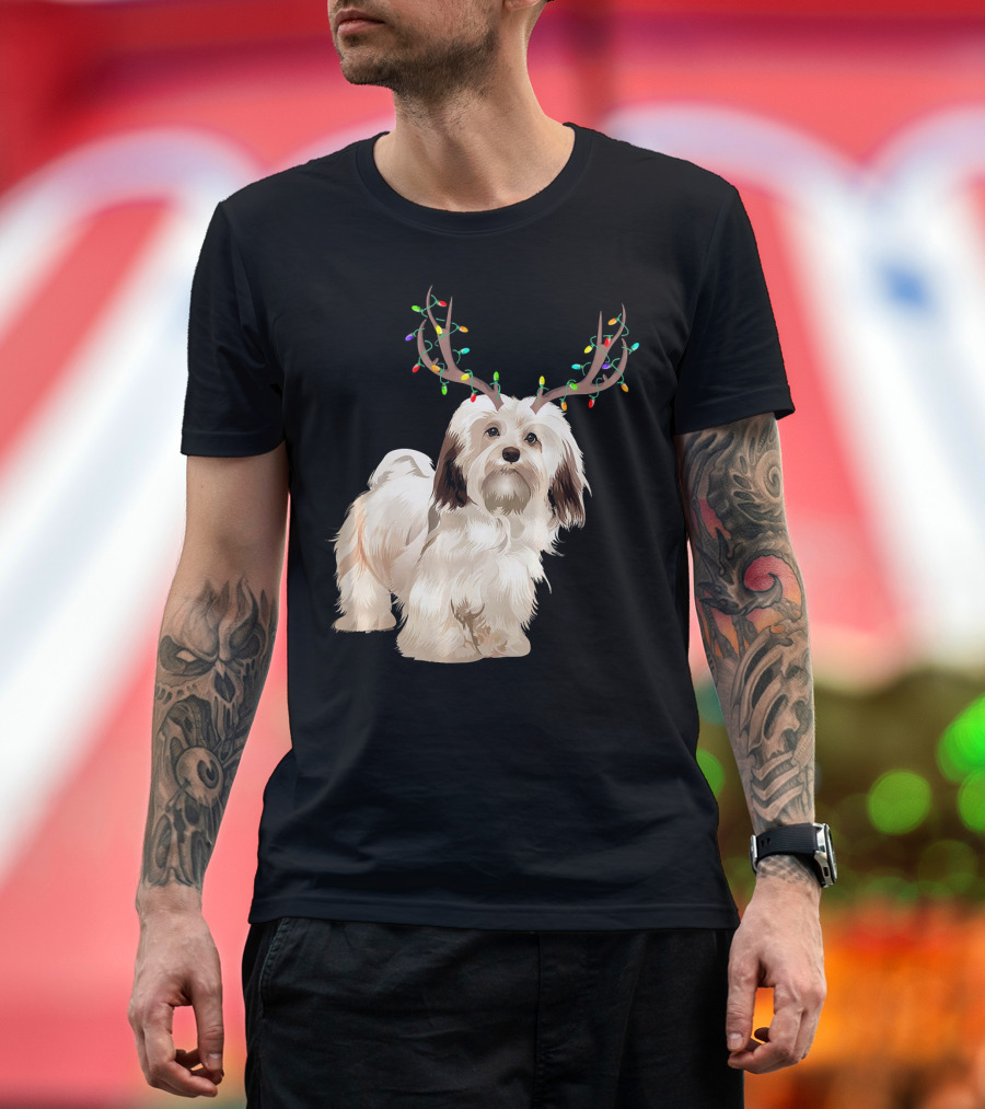 Havanese Reindeer Horn Funny Family Matching Christmas Lights T-Shirt