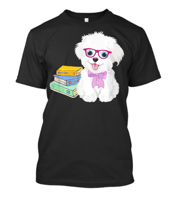 Havanese Geek Dogeek Dogs With Books And Glasses T-Shirt