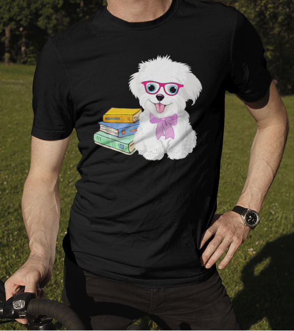 Havanese Geek Dogeek Dogs With Books And Glasses T-Shirt