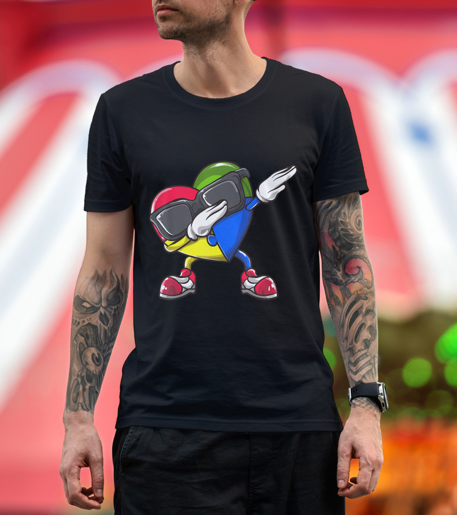 Autism Awareness Heart Dabbing Colorful Puzzle Piece T-Shirt
