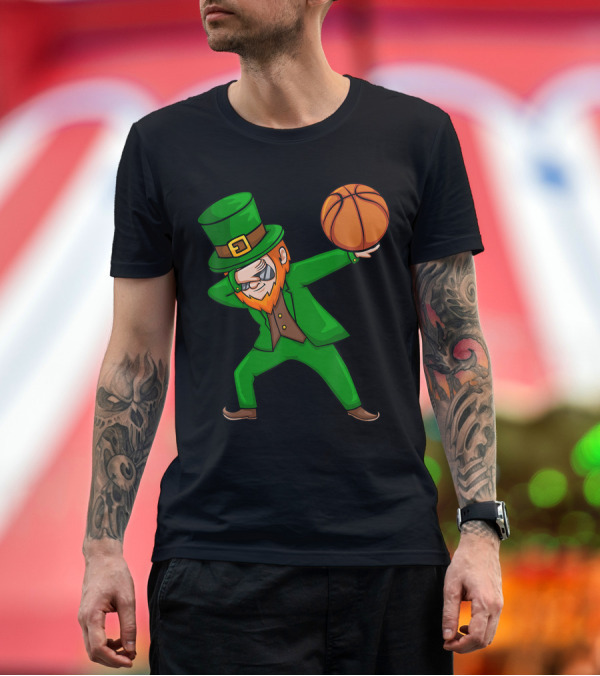 Premium T-Shirt: Basketball Dabbing Leprechaun St Patrick's Day T-Shirt Basketball Dabbing Leprechaun St Patrick's Day T-Shirt