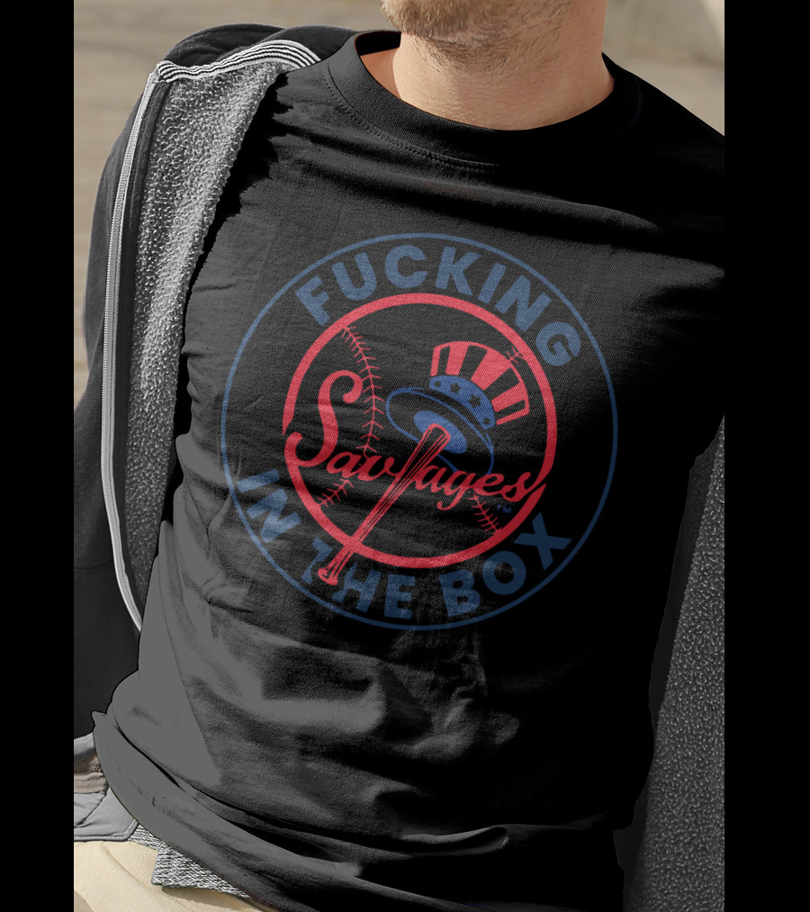 Yankees Savages Red And Blue Baseball Bat T-Shirt