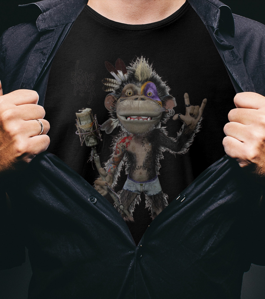 Shaka Ponk Monkey With Microphone And Tattoos T-Shirt